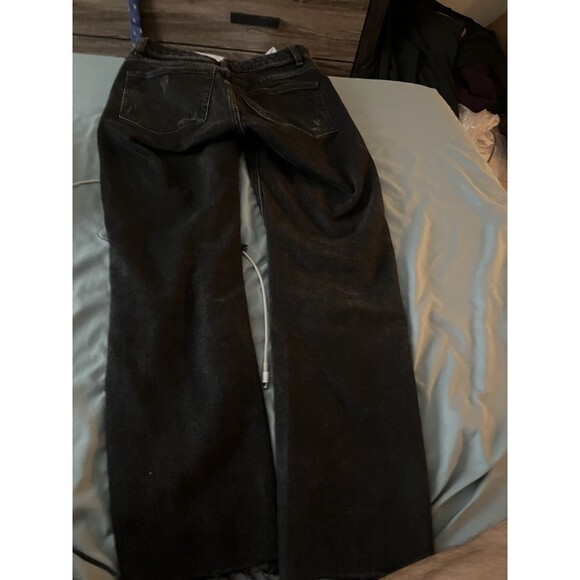 Zara Women's Straight Leg Jeans Size 2 Black Frayed Hem And Holes Distressed - Picture 4 of 9
